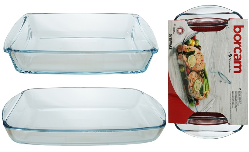 Pasabahce Borcam Rectangular Glass Baking Dish/Tray Set – 1320ml & 1950ml