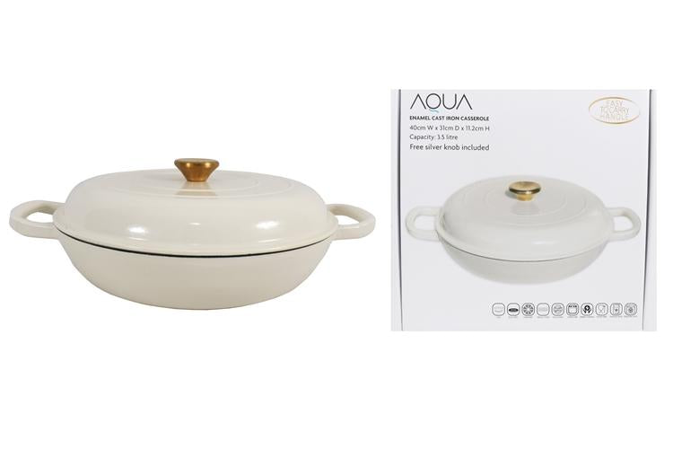 Large Enamel Cast Iron Casserole - 3.5L