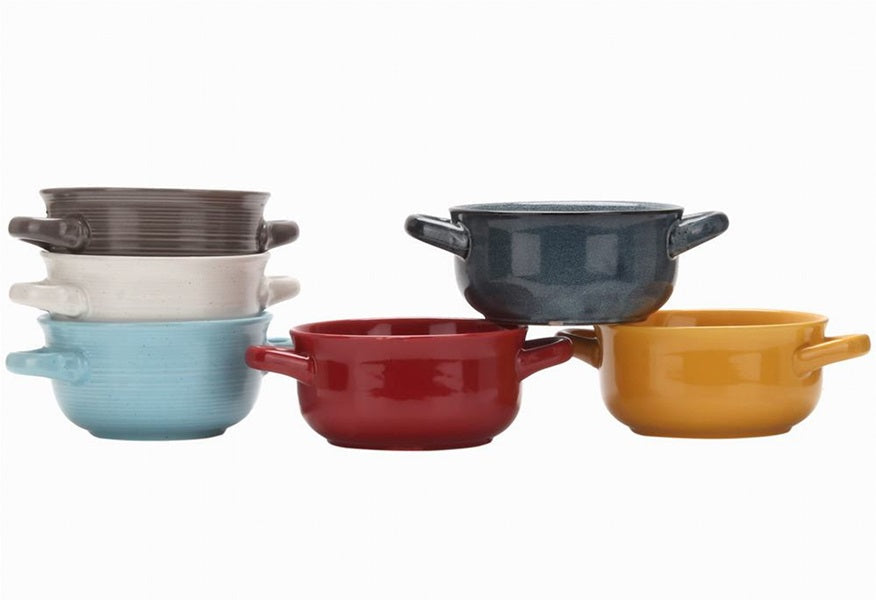 Colorful Handled Soup Bowls - Set of 6 - GlassLink
