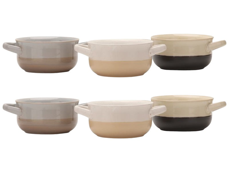 Handled Soup Bowls Assorted - Set of 6 - GlassLink