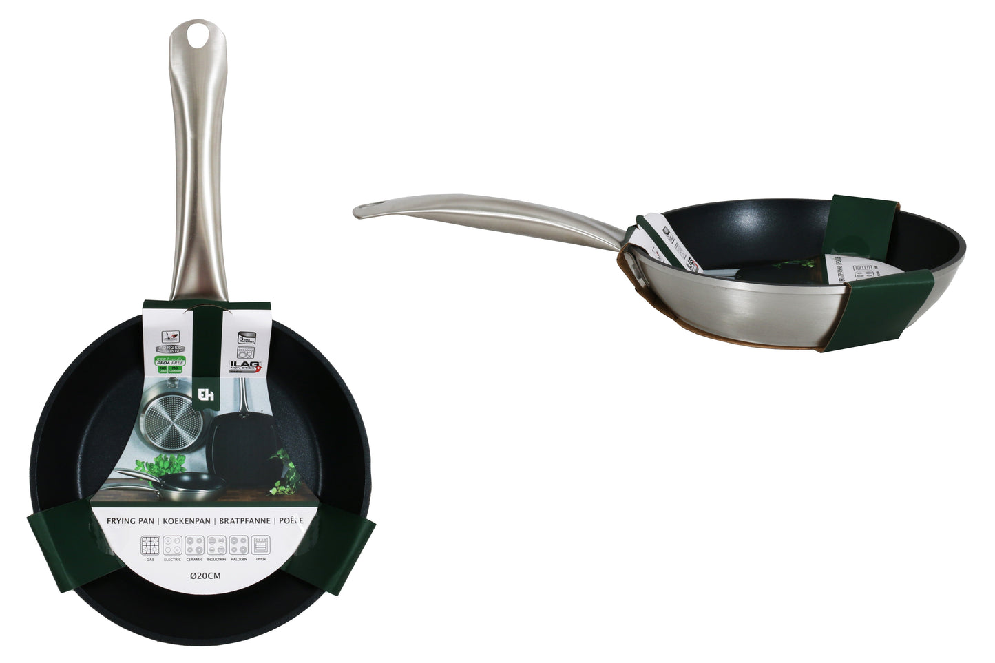 20cm Professional Silver Forged Aluminium Frying Pan - GlassLink