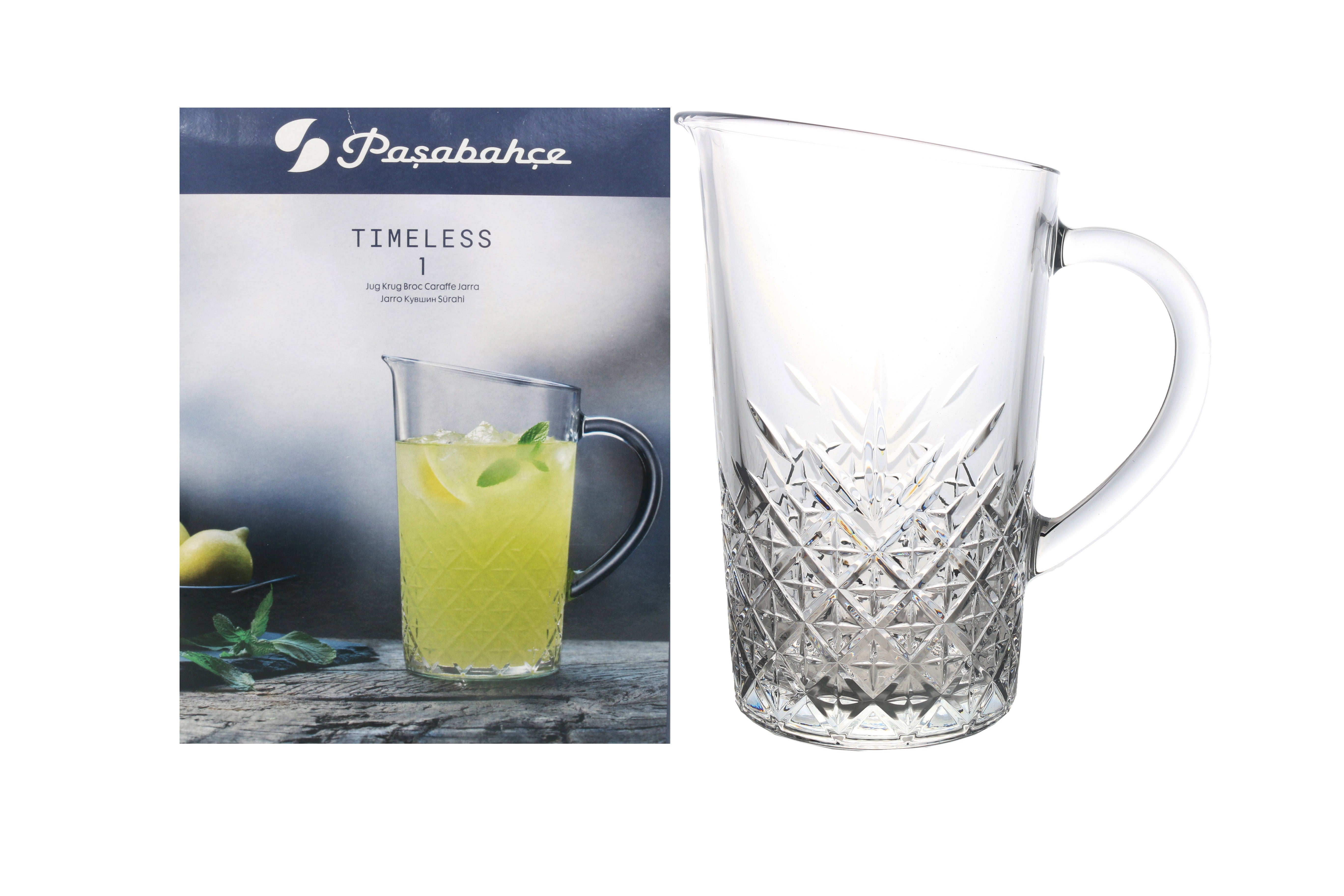 Vintage Pasabahce Heavy Clear Glass Jug Letter P Stamped Beverage Water