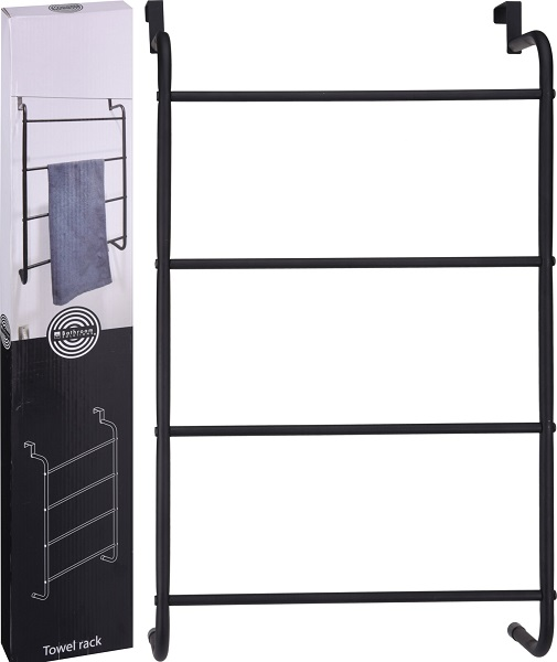 Black Metal Towel Rack – Sleek & Durable Bathroom Storage - GlassLink