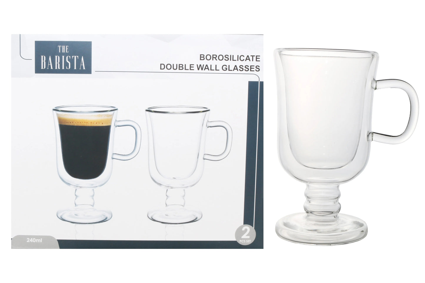 Barista Borosilicate Double Wall Irish Coffee Mug 260ml GlassLink