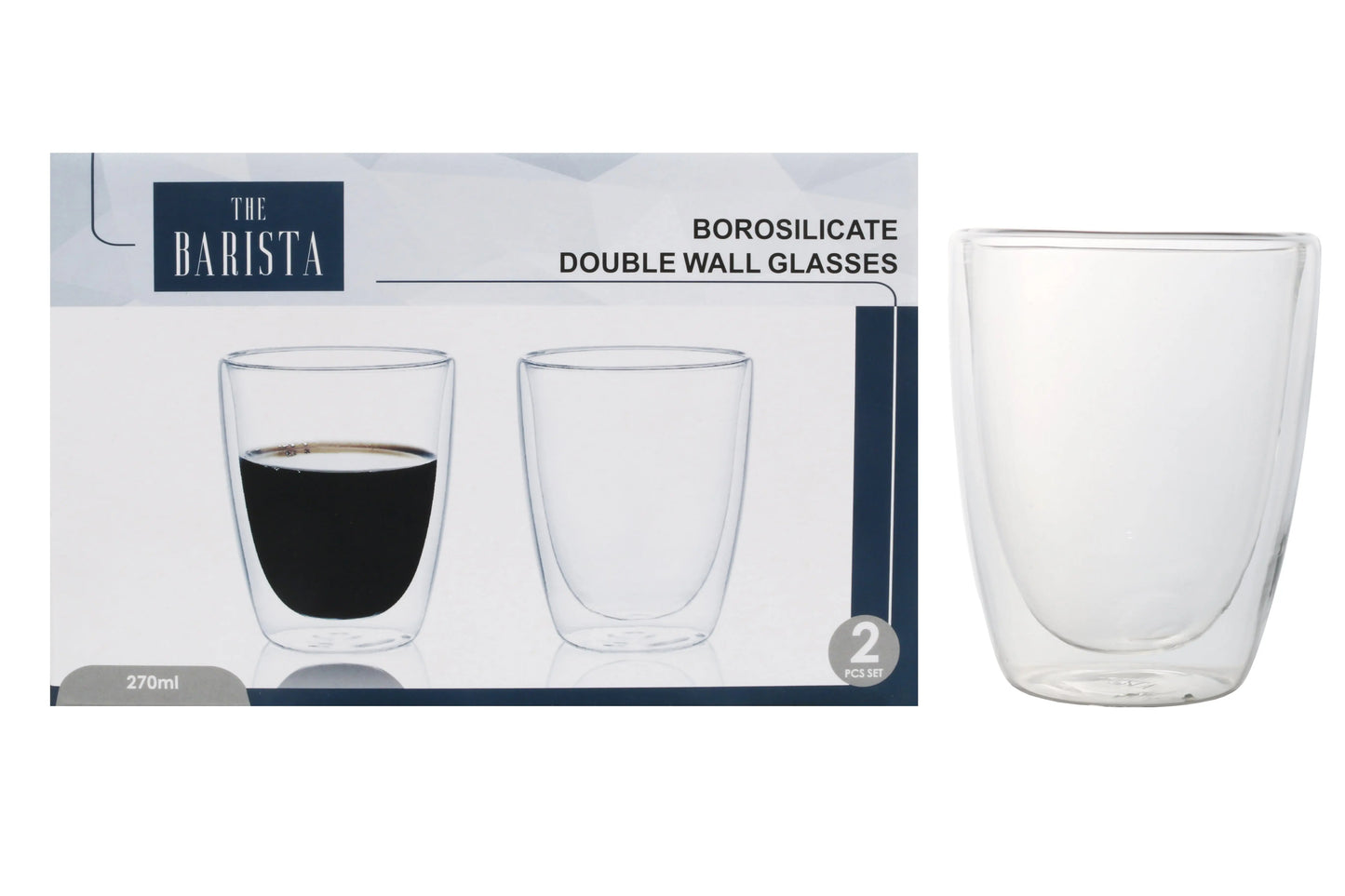 Barista Borosilicate Double Wall 270ml Glasses 2-Pack GlassLink