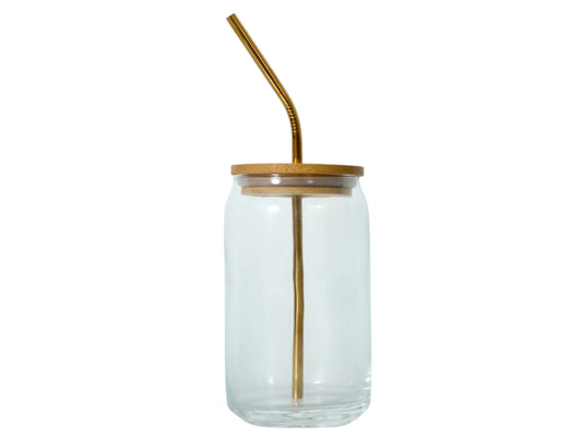 Tumbler Can Bamboo Lid Stainless Steel Gold Straw GlassLink