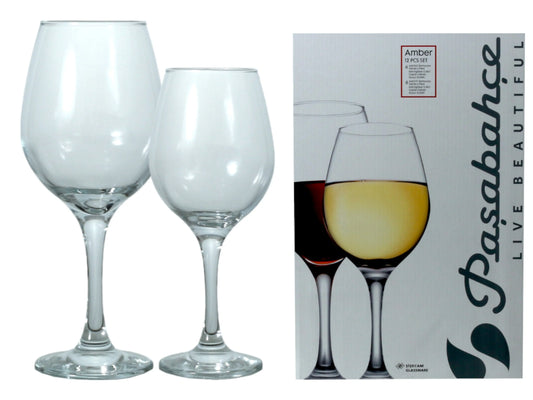 Pasabahce Amber Red WineGlass Set Stemware 12 - Pack GlassLink