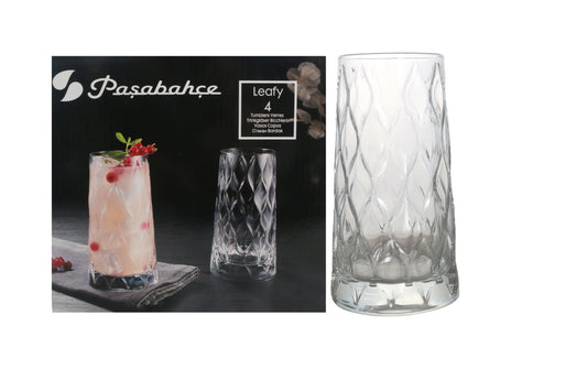 Pasabahce Leafy Hiball Glass 450ml 4 - pack GlassLink