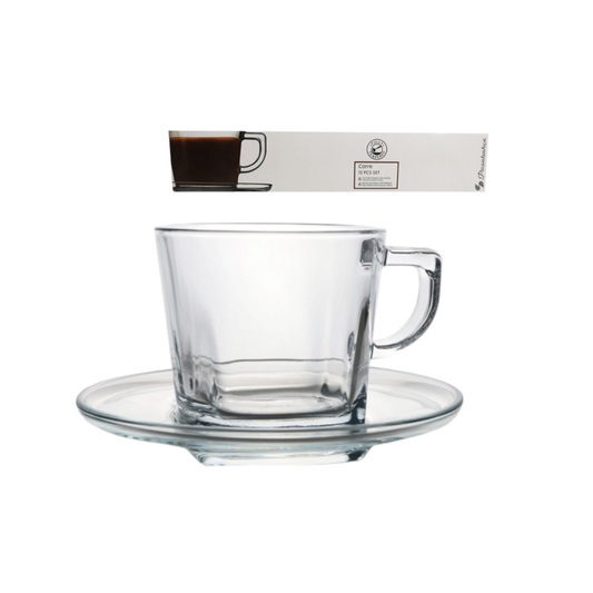 Pasabahce Carre Cup & Saucer 215ml 6Pc