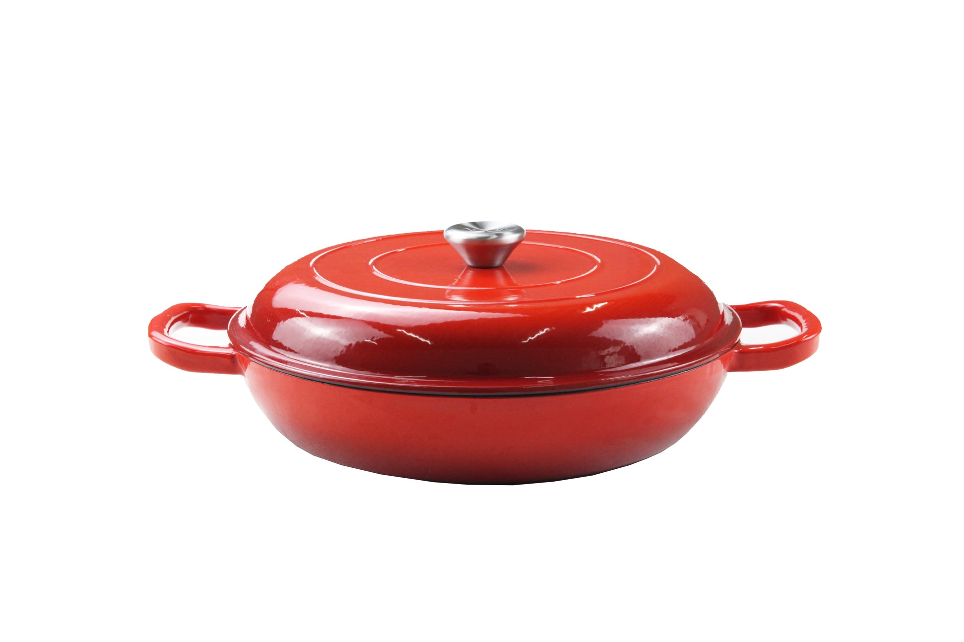 Large Red Enamel Cast Iron Casserole - 3.5L - GlassLink