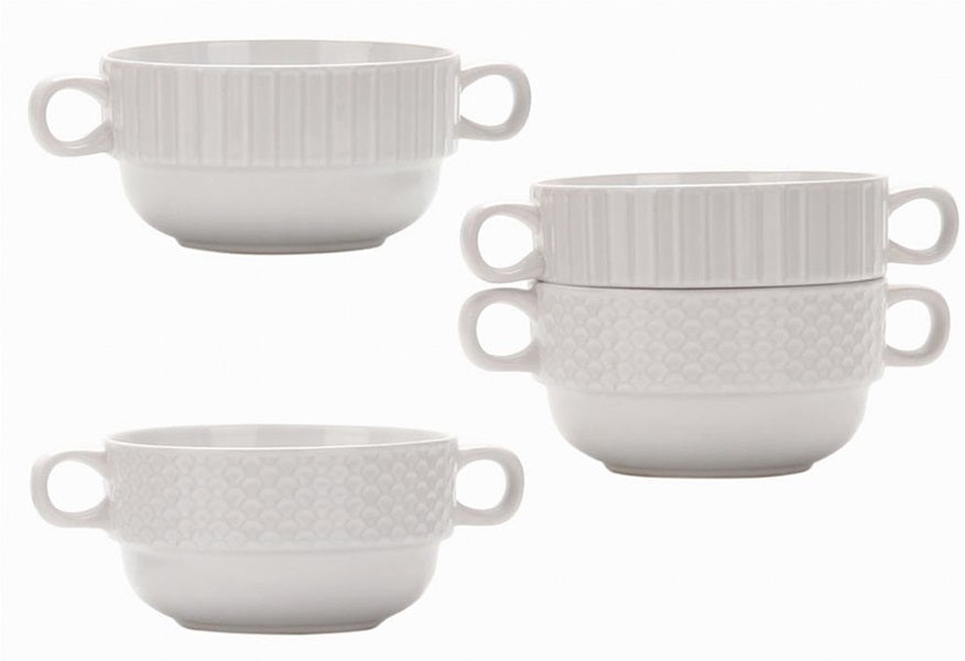 White Ceramic Soup Bowls - Set of 4 - GlassLink