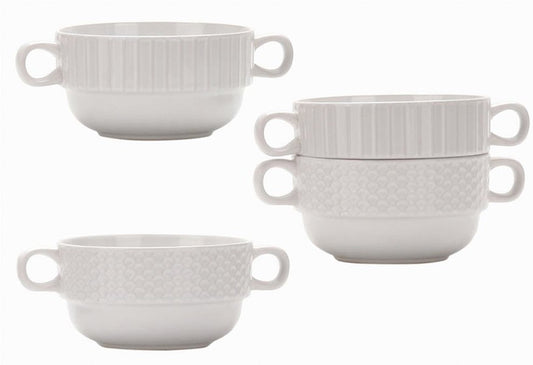 White Ceramic Soup Bowls - Set of 4 - GlassLink