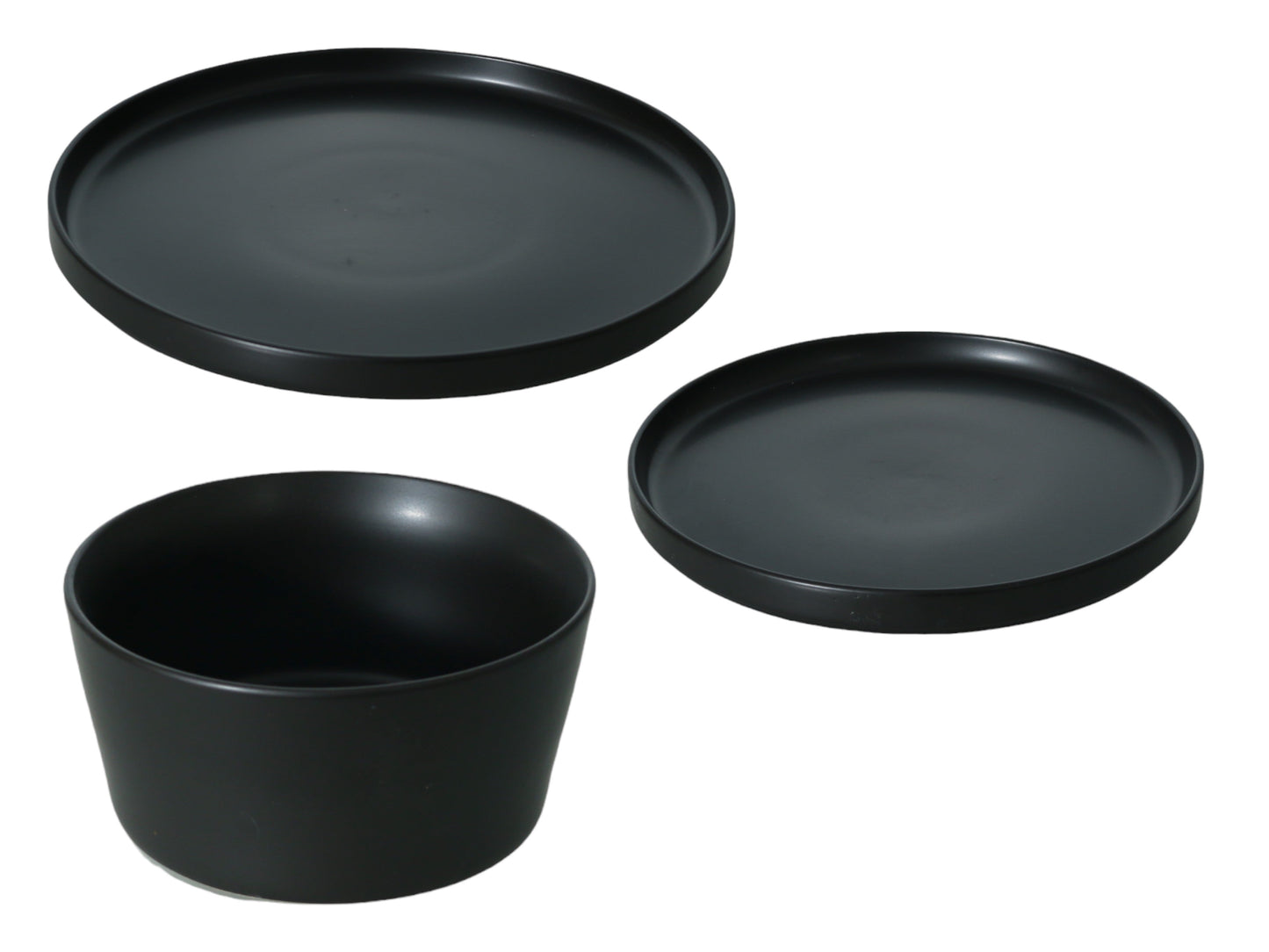 18-Piece Modern Black Ceramic Dinner Service - GlassLink