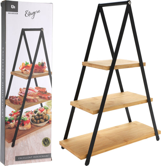 3-Tier Bamboo Serving Stand - Eco-Friendly Display - GlassLink