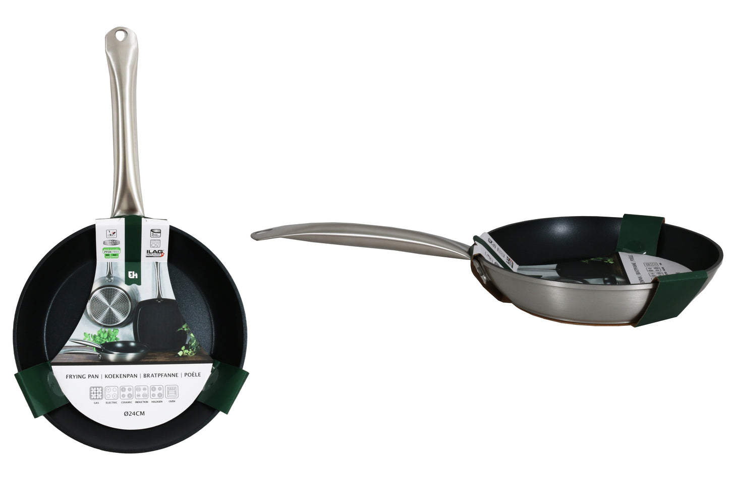 24cm Professional Silver Forged Aluminium Frying Pan - GlassLink