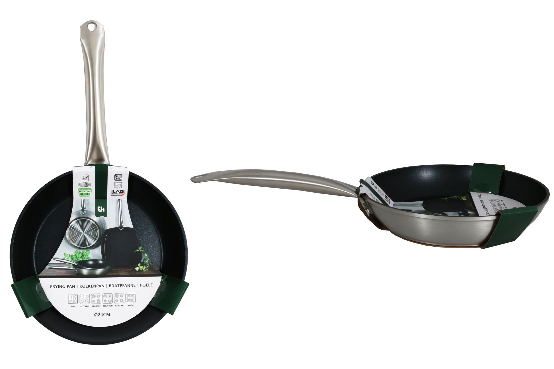 24cm Professional Silver Forged Aluminium Frying Pan - GlassLink