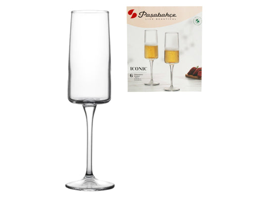 Pasabahce Timeless Iconic Crystal Champagne Flutes - Set of 6 - GlassLink