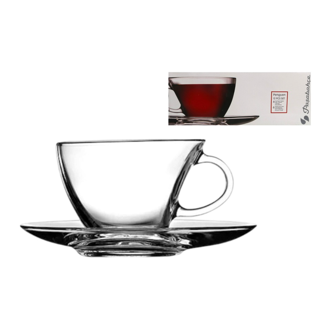 Pasabahce Penguen Teacup & Saucer 230ml 6Pc